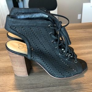 Open toe mesh ankle booties